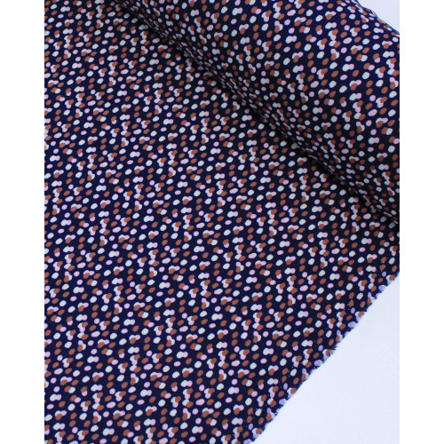 Tecido Viscose Pingos Sobrepostos Colorido e Azul Marinho Noite