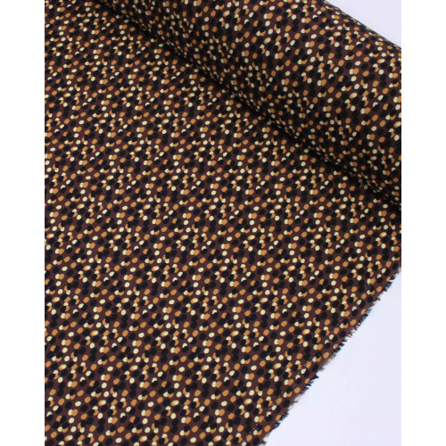 Tecido Viscose Pingos Sobrepostos Colorido e Marrom