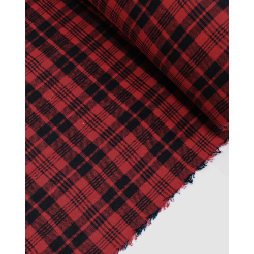 Tecido Flanela Mista Xadrez Triplo Preto e Vermelho