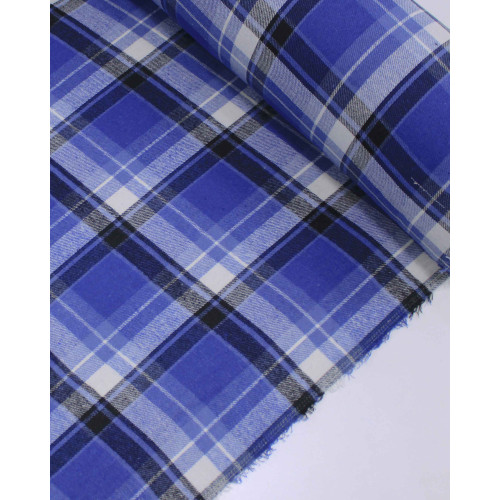 Tecido Flanela Mista Multi Quadriculado Branco, Preto e Azul