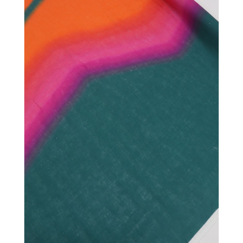 Tecido Linho Misto Italiano Degradê Irregular Verde e Laranja (Com Leves Defeitos)