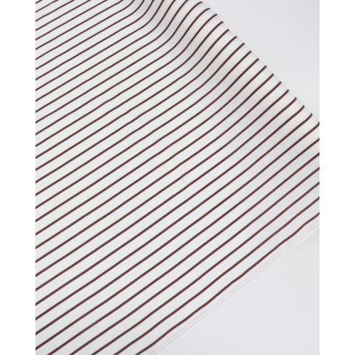 Tecido Linho Puro Italiano Listrado Marrom e Offwhite