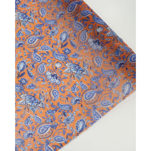 Tecido Crepe Chiffon Italiano Ramos em Cashmere Azul e Laranja