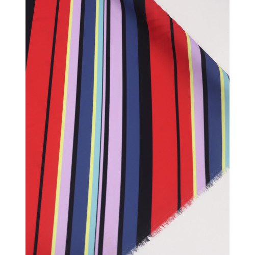 Tecido Crepe de Alfaiataria Italiano Listras Diagonais Colorido