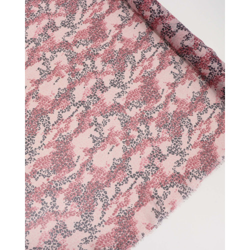 Tecido Crepe Chiffon Italiano Animal Print Sobreposto Preto e Tons de Rosa