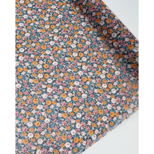 Tecido Crepe Chiffon Italiano Tapete de Rosas Colorido