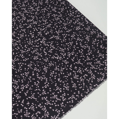 Tecido Crepe Koshibo Leve Italiano Micro Liberty Rosa Quartzo e Preto