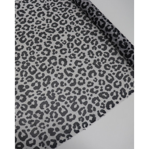 Tecido Crepe Chiffon Italiano Animal Print Preto e Cinza