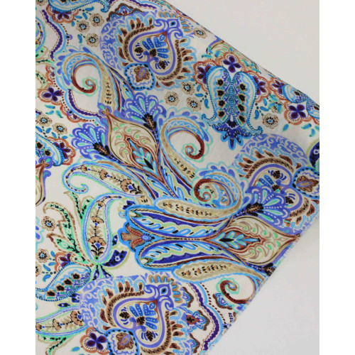 Tecido Viscose Italiano Ramos em Cashmere Abstratos Tons Frios