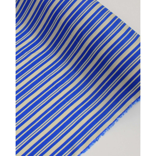 Tecido Viscose Multi Listras Creme e Azul
