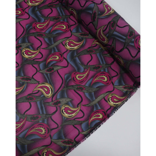 Tecido Crepe Chiffon Cashmere Abstrato Cinza e Rosa