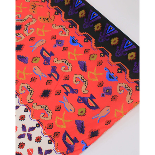 Tecido Cambraia de Algodão Italiano Multi Estampas em Listras Verticais Colorido