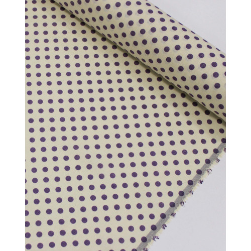 Tecido Linho Misto Poá Roxo e Offwhite