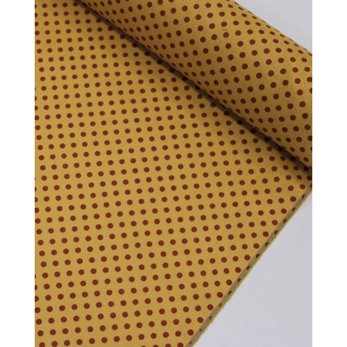 Tecido Linho Misto Micro Poá Vermelho e Ocre