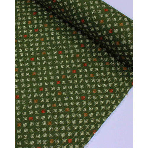 Tecido Viscose com Lurex Micro Estampa Creme, Laranja e Verde