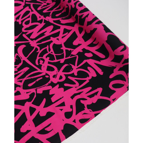 Tecido Viscose Italiano Riscos Abstratos Pink e Preto