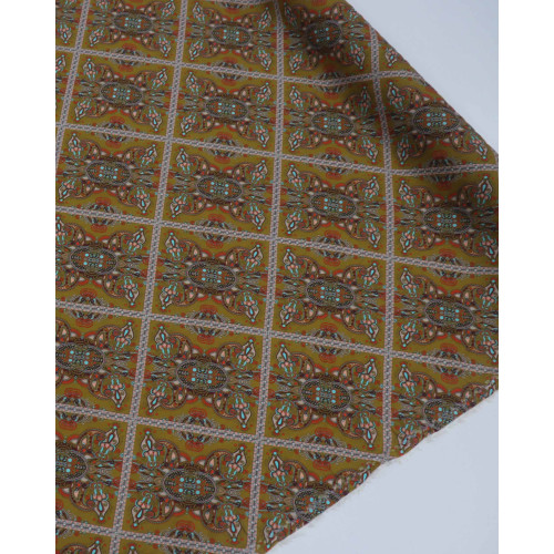 Tecido Viscose Italiano Estampa Boho em Recortes Colorido e Caramelo