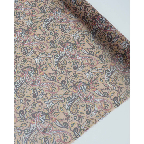 Tecido Crepe Chiffon Italiano Estampa Paisley Tons Terrosos