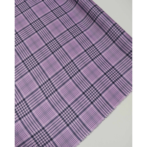 Tecido Crepe Silk Italiano Multi Quadriculado Cinza e Lilás