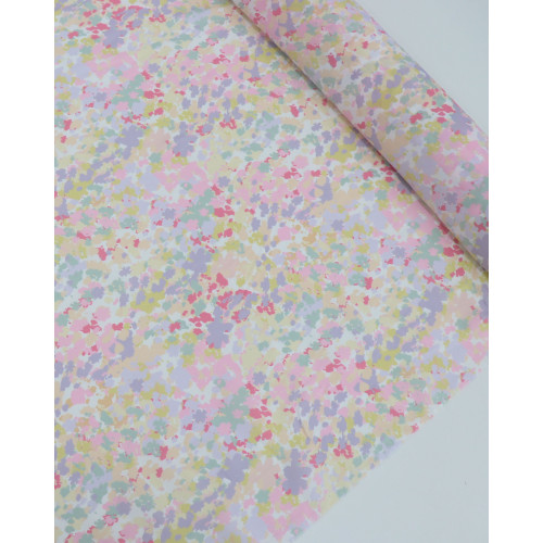 Tecido Crepe de Viscose Italiano com Elastano Pintura Abstrata Sobreposto Tons Pastéis
