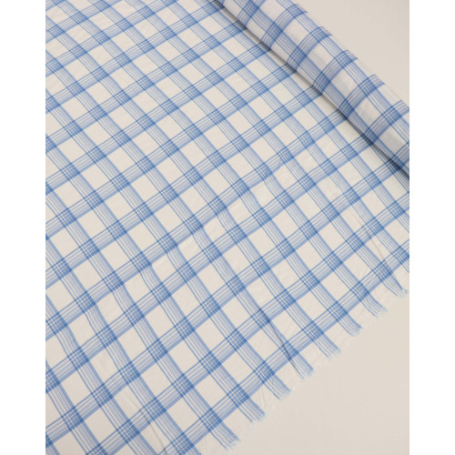Tecido Viscose Italiano Quadriculado em Listras Azul e Branco
