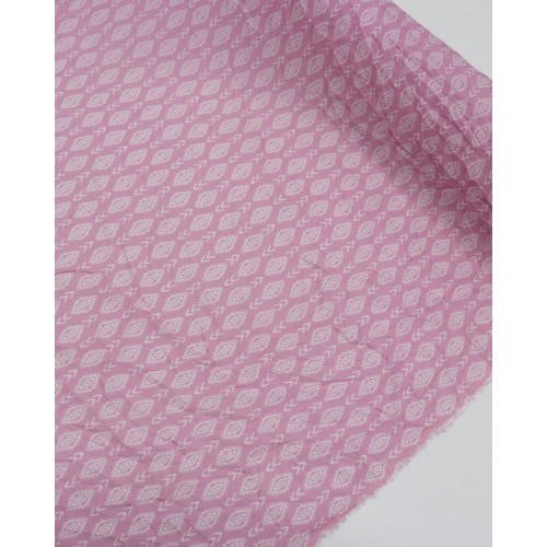 Tecido Viscose Fina Estampa Étnica Branco e Rosa