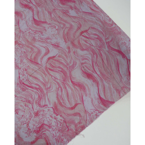 Tecido Viscose Ondas de Saturno Rosa e Cinza