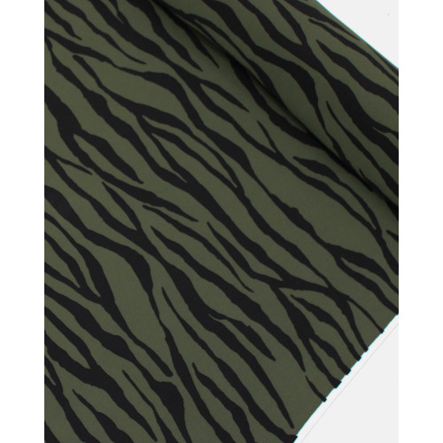 Tecido Crepe de Viscose Italiano Animal Print Preto e Verde Alcaparra