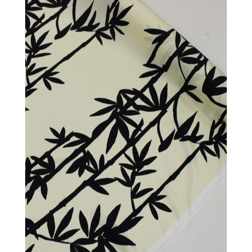 Tecido Viscose Italiano Bambuzais Preto e Creme