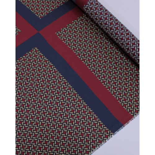 Tecido Crepe Silk Italiano Macro Quadriculado e Geométricos Bege, Cinza e Marsala