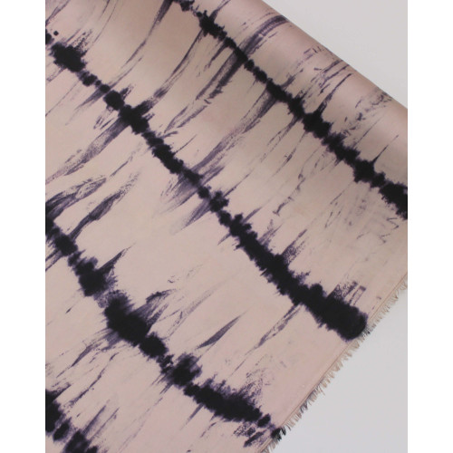 Tecido Crepe Silk Italiano Listras Verticais Absratas Roxo e Rosé