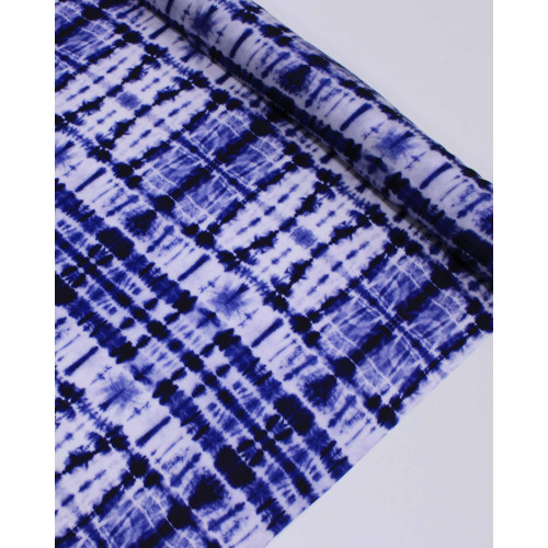 Tecido Crepe Silk Italiano Xadrez em Tie Dye Tons de Azul