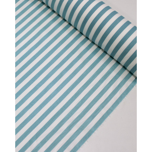 Tecido Tricoline Listras Branco e Verde Água