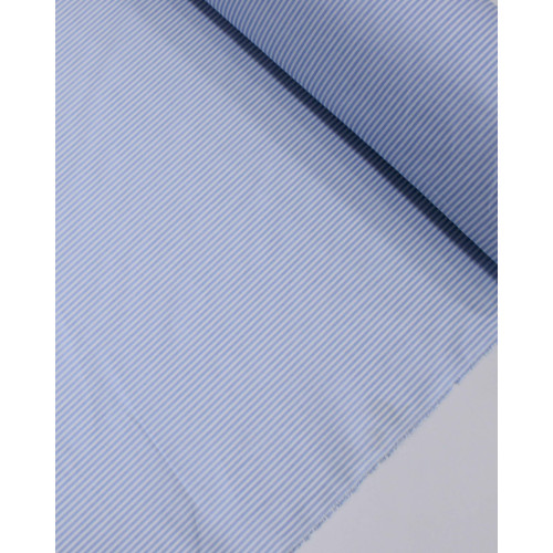 Tecido Tricoline Listras Finas Branco e Azul