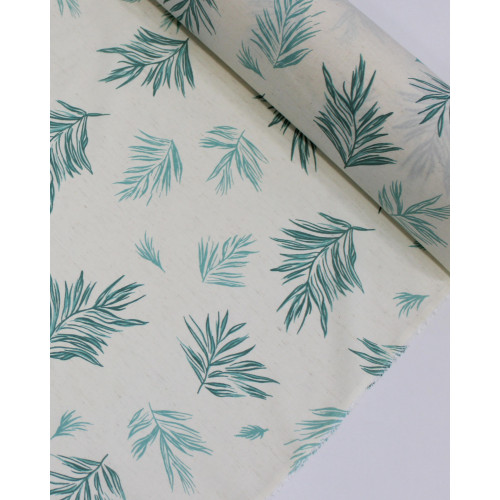 Tecido Linho Misto Camisaria Ramos Verde e Offwhite