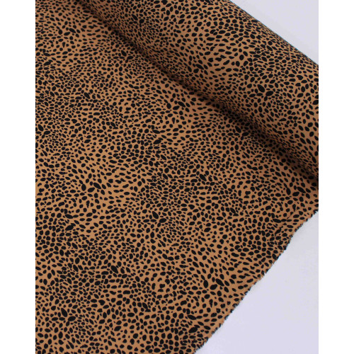 Tecido Viscose Pingos Irregulares Preto e Argila