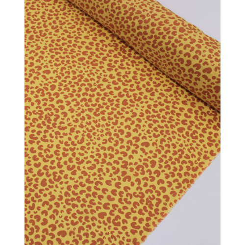 Tecido Viscose Animal Print Argila e Amarelo