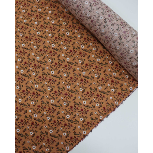 Tecido Viscose Texturizada Liberty Marsala e Caramelo