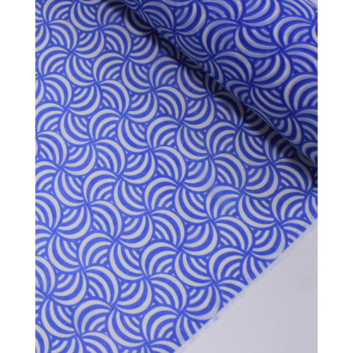 Tecido Crepe Chiffon Grosso Ilusão de Ótica Branco e Azul