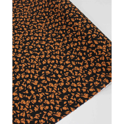 Tecido Viscose Tapete Floral Abstrato Ferrugem e Preto