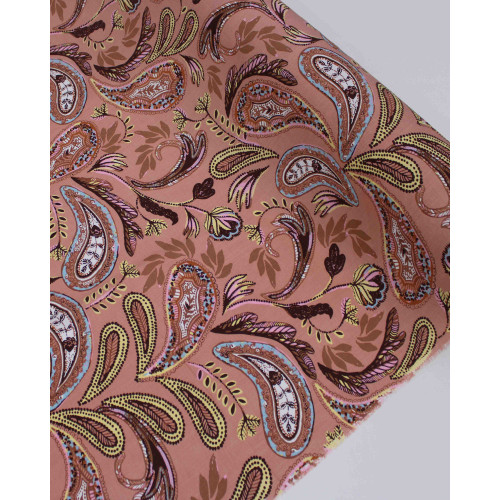 Tecido Viscose Texturizada Macro Ramos em Cashmere Tons Neutros