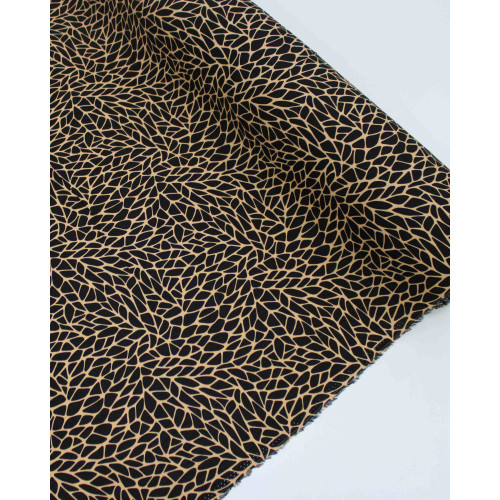 Tecido Viscose Texturizada Fragmentos Preto e Argila