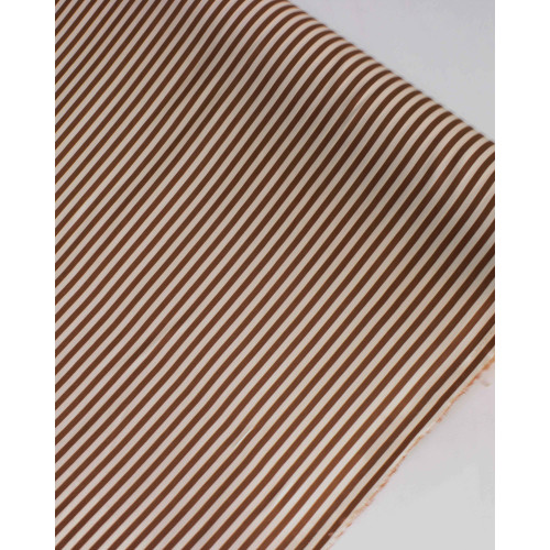 Tecido Viscose Listrado Creme e Castanho
