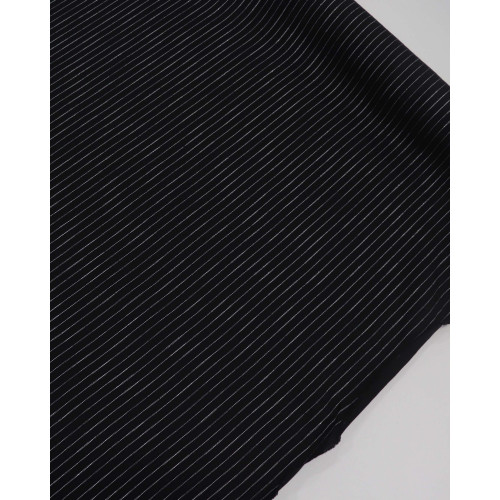Tecido Microfibra de Alfaiataria Italiano Risca de Giz Preto com Lurex
