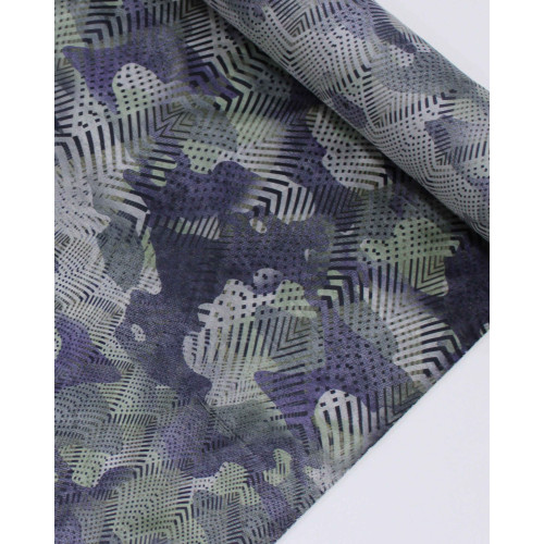 Tecido Tactel Fino Acetinado Camuflagem Abstrata Verde e Cinza