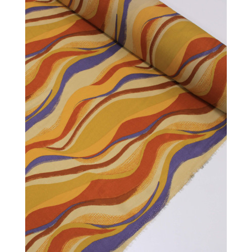 Tecido Viscose Listras Ondulares Tons Terrosos