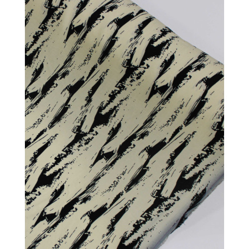 Tecido Viscose Arte Abstrata Preto e Creme