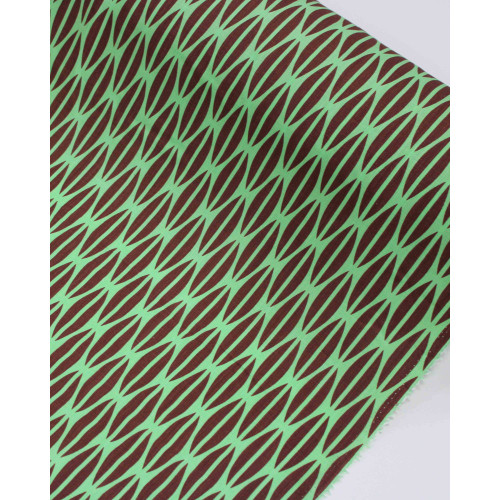 Tecido Viscose Texturizada Estampa Geomérica Castanho e Verde