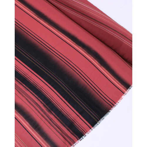 Tecido Crepe de Viscose Italiano Listrado Preto, Rosa e Marsala