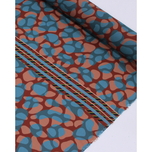 Tecido Crepe de Viscose Italiano Listrras e Pingos Irregulares Sobrepostos Colorido